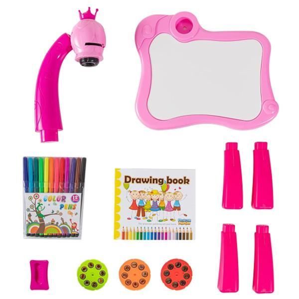 Tableau enfant - PIMPIMSKY - Projecteur Led - 12 stylos à peinture - Livre d'images - Rose
