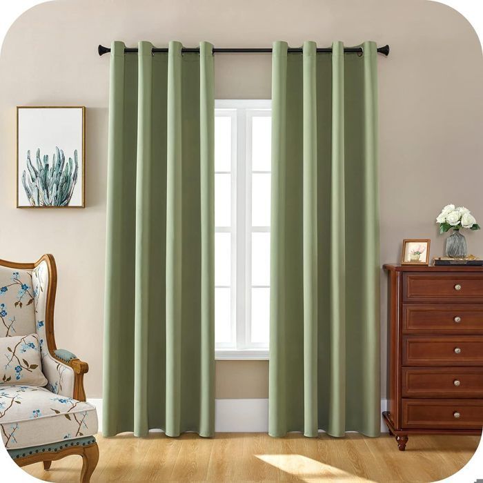 Set di 2 tende oscuranti termiche per soggiorno - 140 x 240 cm (verdi)