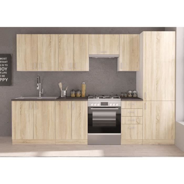 SARA complete modulaire keuken - 8 elementen - Sonoma eiken afwerking - 300 cm breed - Werkblad niet inbegrepen