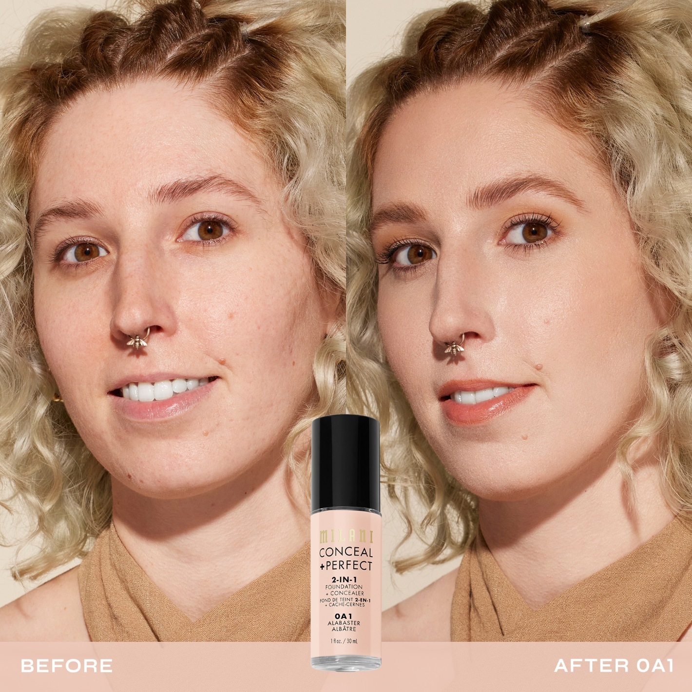 Milani Foundation 2-in-1 korektors + - 30 ml