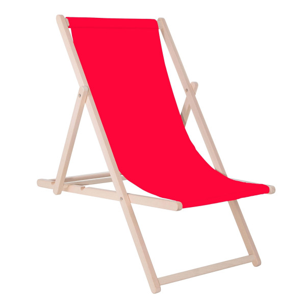 Leżak drewniany z 3-stopniową regulacją, ogrodowy, plażowy, czerwony