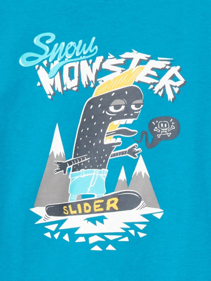 Camiseta de manga comprida estampada - AZUL