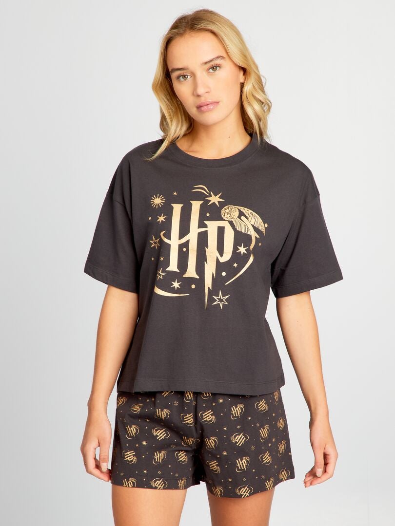 Harry Potter-print shorts - 2-delige set - zwart