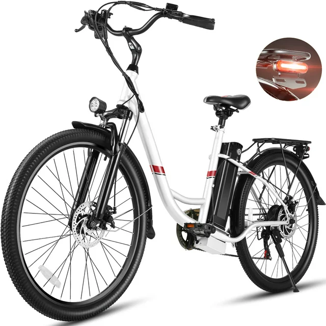 Bicicletă electrică Gocio 500W pentru adulți, bicicletă hibridă electrică de oraș 26, bicicletă electrică cu baterie de 48V 7.8Ah