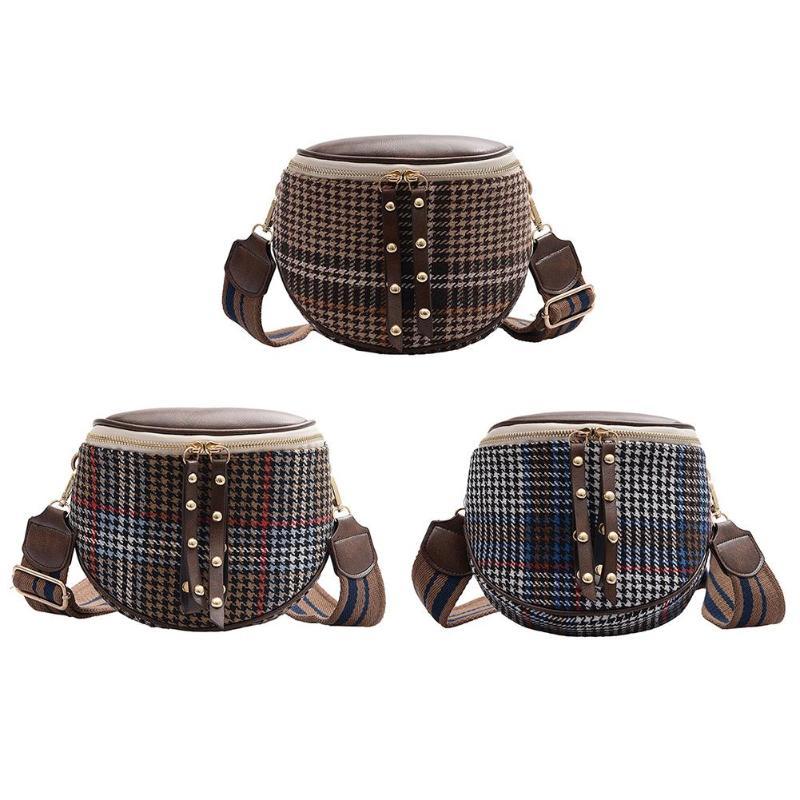Borsa a tracolla larga in lana alla moda da donna, borsa a semicerchio con cerniera, borsa femminile 2019