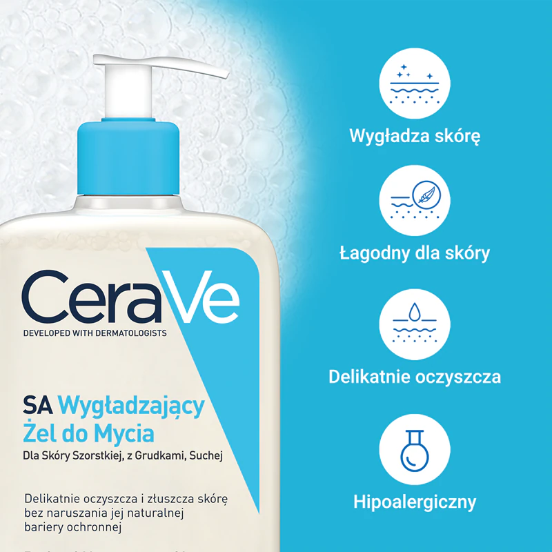 Gel de limpeza suavizante CeraVe Cleansers SA para pele seca.
