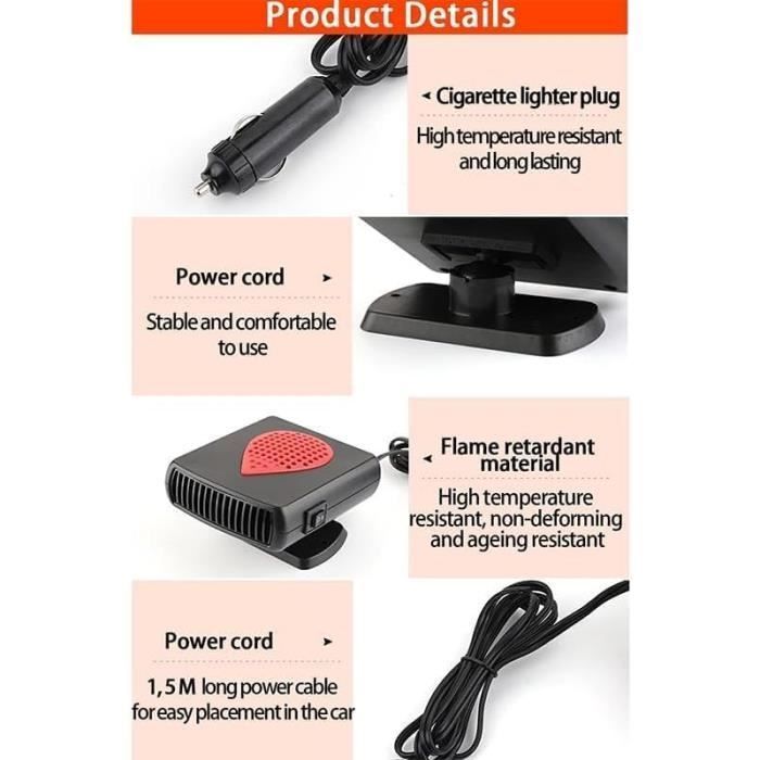 Calefactor con ventilador - Universal - 12V/24V - 500W - Desempañador y ventilador 2 en 1