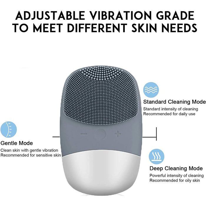 Brosse nettoyante visage, brosse de massage électrique 3 en 1 en silicone, étanche IPX7, rechargeable par USB