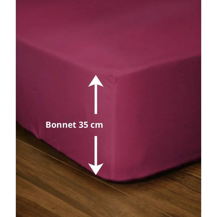 Drap-housse - LOVELY HOME - LH71609 - 140x190+35 cm - Fuchsia