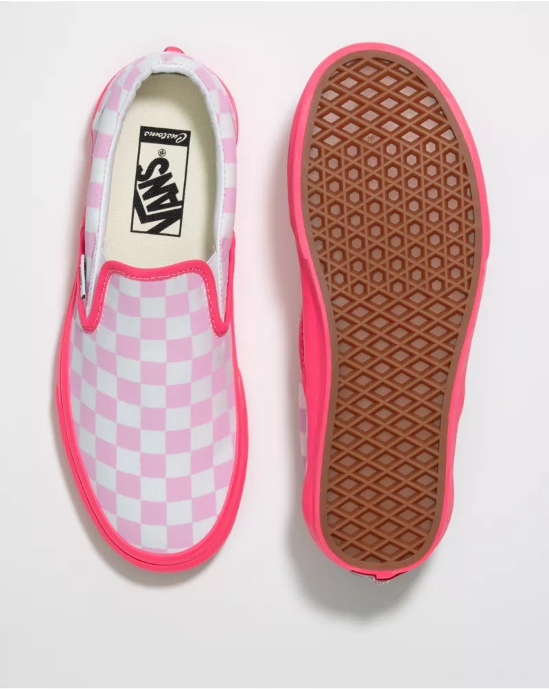 Customs Neon Pink Checkerboard Slip-On
