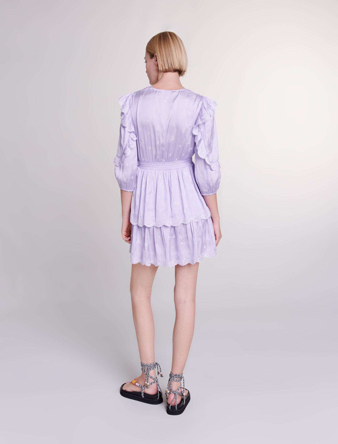 Rochie scurtă din satin și broderie - Parma