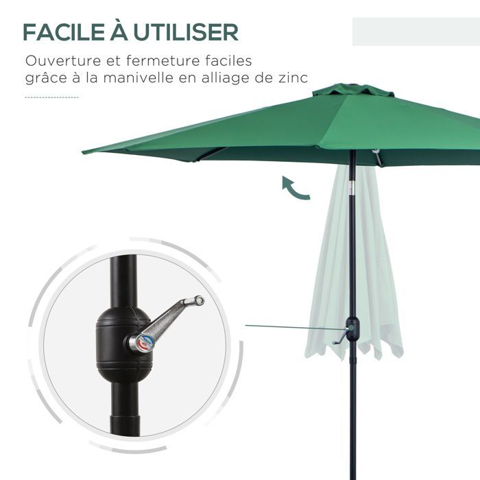 Outsunny - Ombrellone - Metallo - 295x295x250cm - Verde