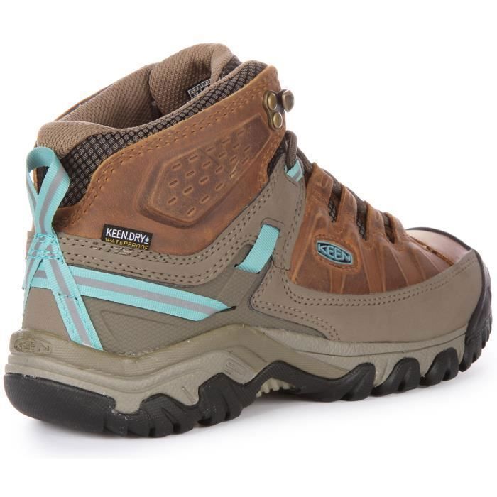 Chaussures de randonnée Keen Targhee III en cuir imperméable et en maille pour femmes - Brun Bleu - 38.5
