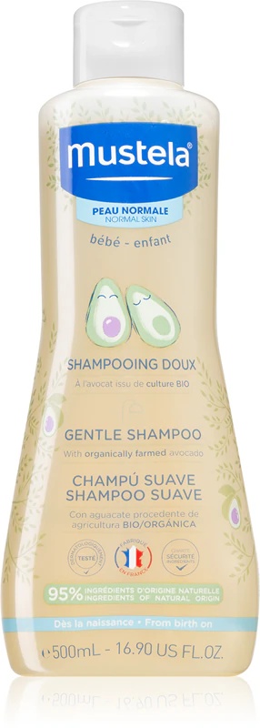 Švelnus „Mustela Bébé“ šampūnas kūdikiams nuo gimimo