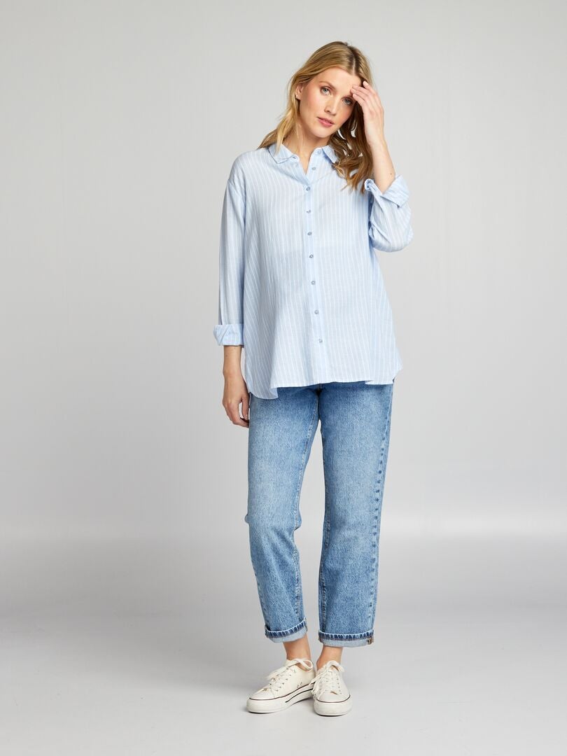 Calça jeans reta para gestantes - AZUL