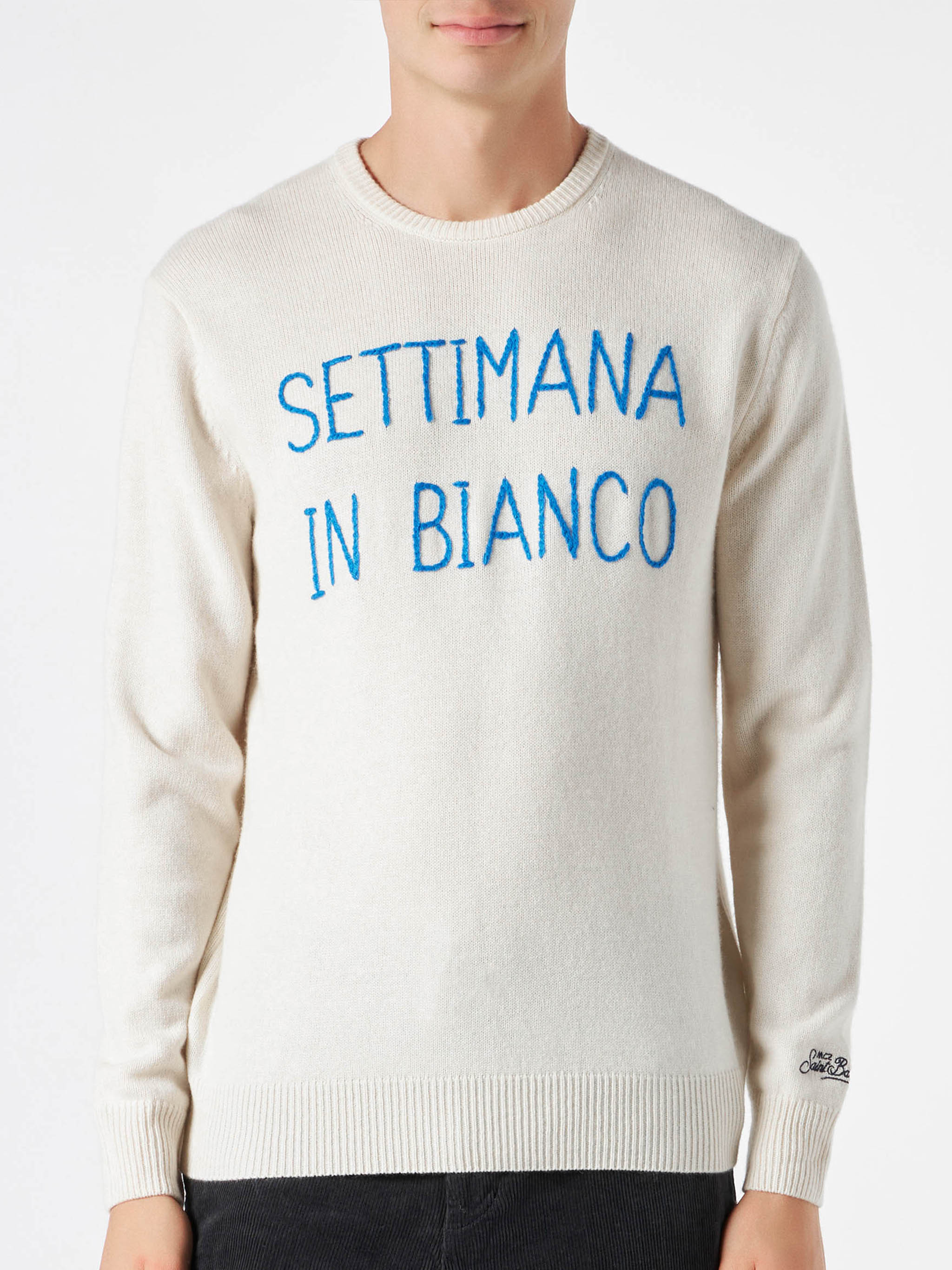 Jersey blanco de hombre con bordado 