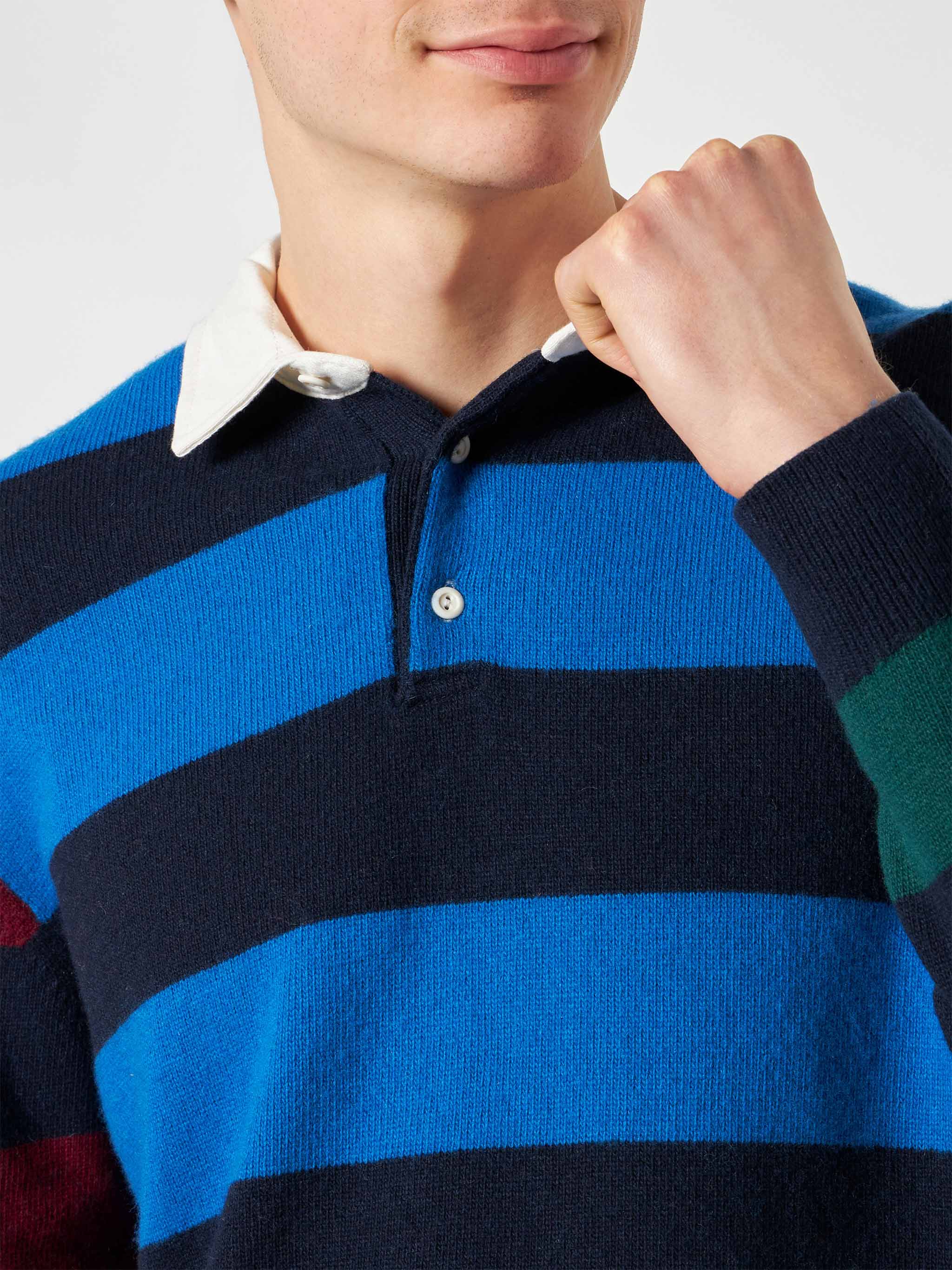 Gestreept gebreid poloshirt