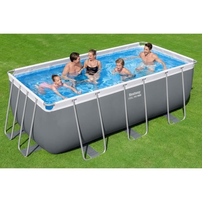 Kit para Piscina Tubular Acima do Solo BESTWAY - Aço Pro Max - 422 x 201 x 122 cm - Retangular (Filtro de cartucho, escada, 1 cartucho)