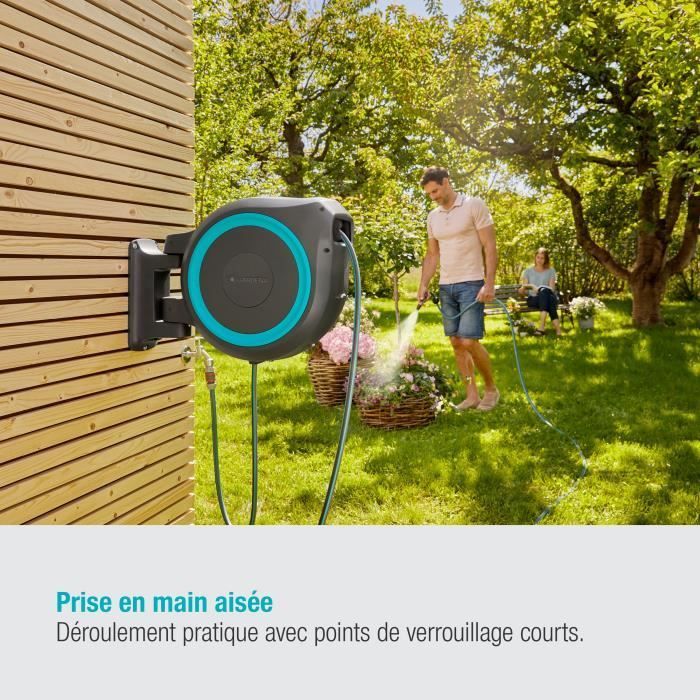GARDENA RollUp XL Automatic Wall-Mounted Hose Reel - 35m Length - 13mm Diameter - Complete Kit - 5-Year Warranty