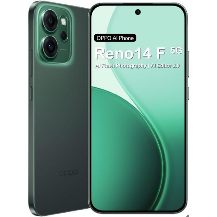 5G Smartphone - OPPO Reno14 F - 8GB RAM - 256GB - Green - 6.57” AMOLED - 6000mAh - AI Image Editor - EU version