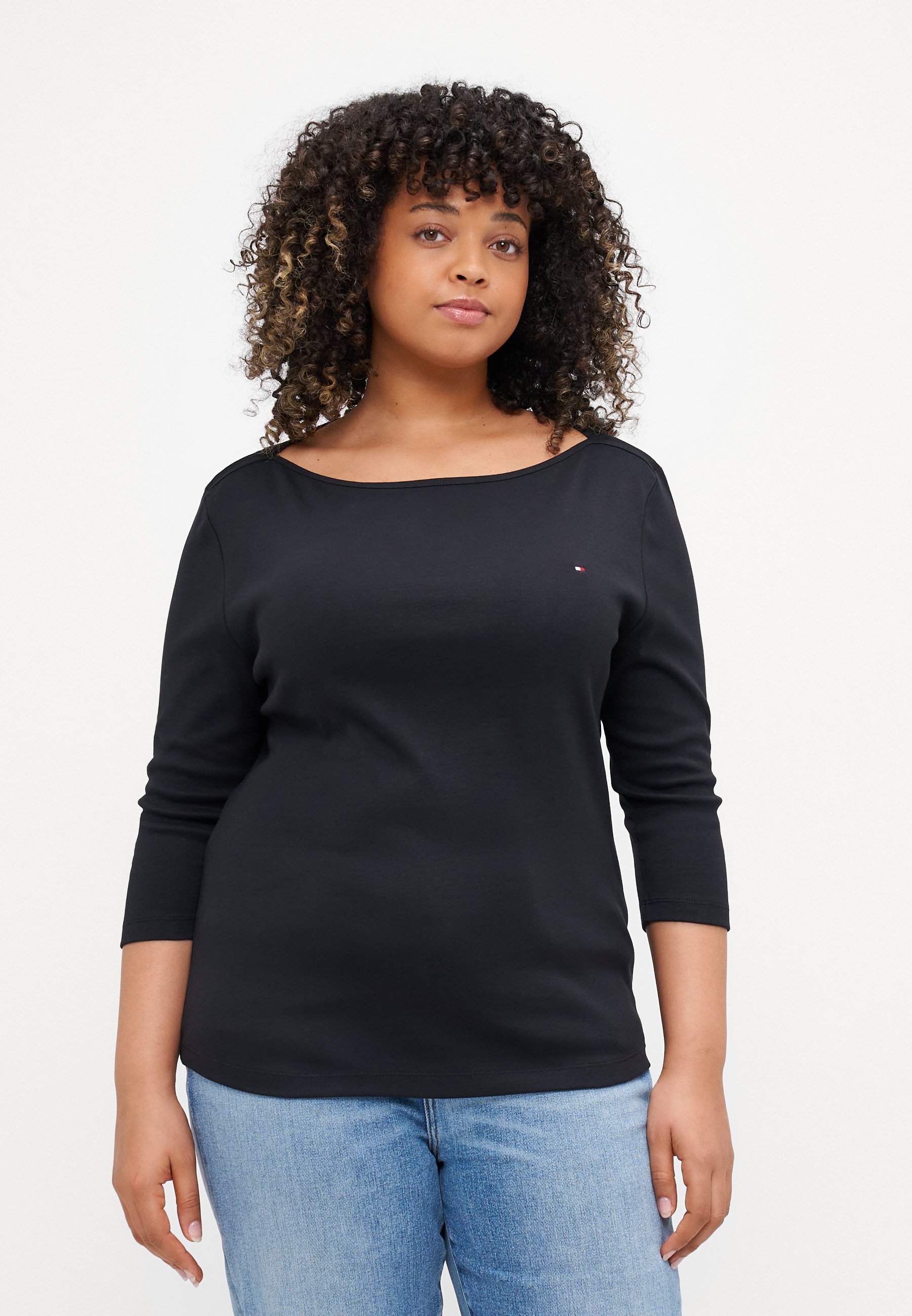 Tommy Hilfiger Curve SLIM CODY BOAT 3/4 - Top met lange mouwen - zwart