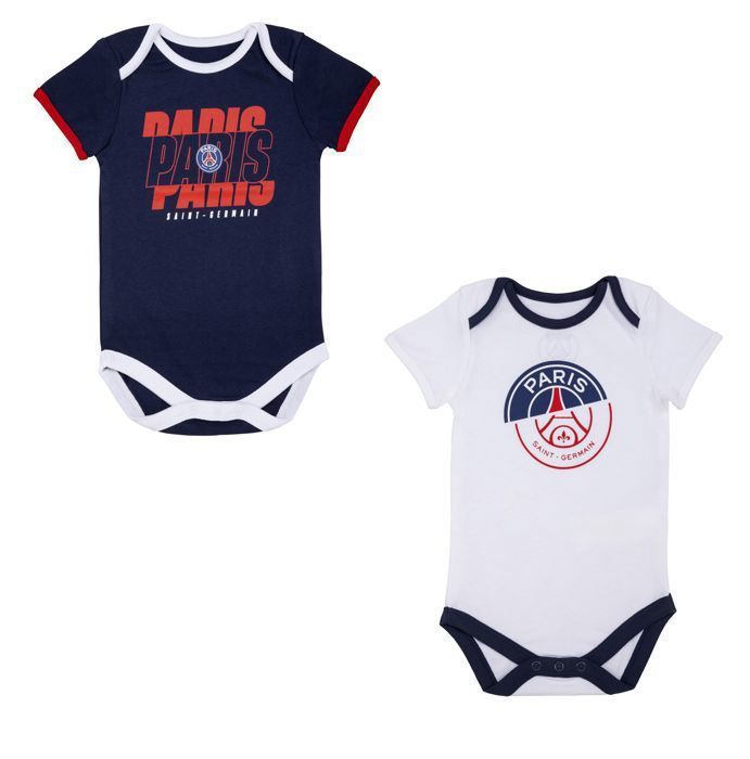 Body para bebê menino - PARIS SAINT GERMAIN - 2 peças - Algodão - Azul - Oficial