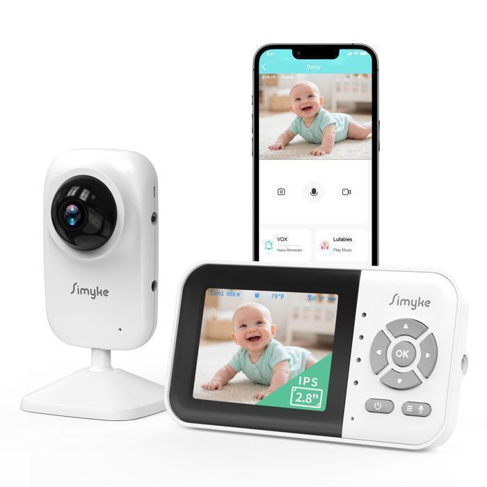 Simyke Baby Video Monitor, WiFi Baby Camera, 2.8-inch Display and App Control