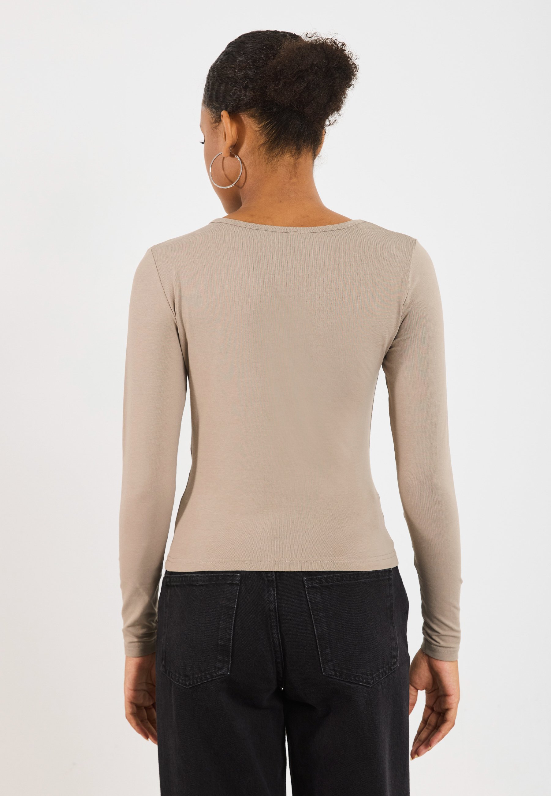 Even&Odd top met lange mouwen - taupe