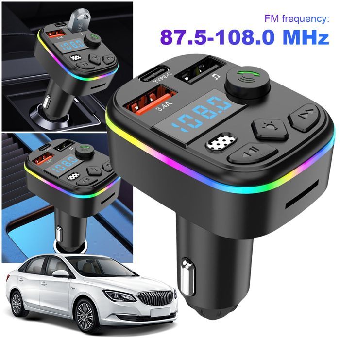 Kit manos libres inalámbrico para coche, reproductor de MP3, compatible con Bluetooth 5.3, admite tarjeta TF, unidad USB y transmisor FM.