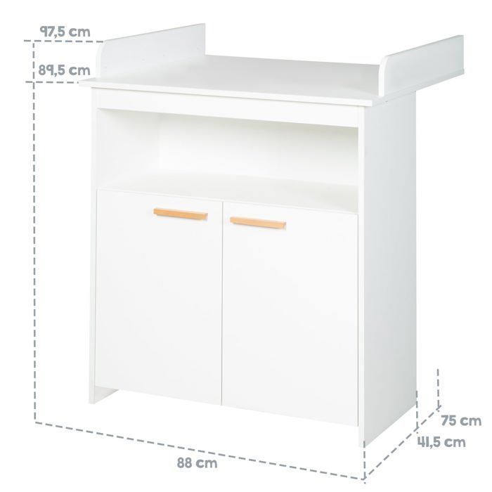 Chambre bébé complète ROBA Anton - Lit évolutif 70x140 cm + Commode à langer + Armoire 2 portes - Blanc