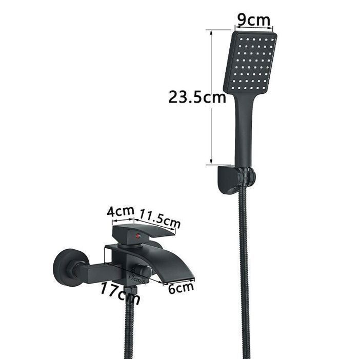 Grifo de baño, grifo de ducha, kit de grifo de ducha negro con sistema de ducha de mano, grifo de pared