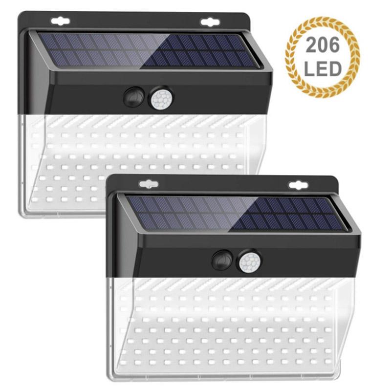 Applique murale solaire extérieure étanche à LED 136/206 avec détecteur de mouvement PIR.