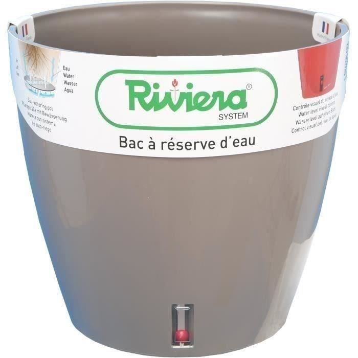 Vaso da fiori con serbatoio d'acqua - RIVIERA - EVA NEW ROUND - Ø 35 x H 33 cm - 24.5L - Taupe