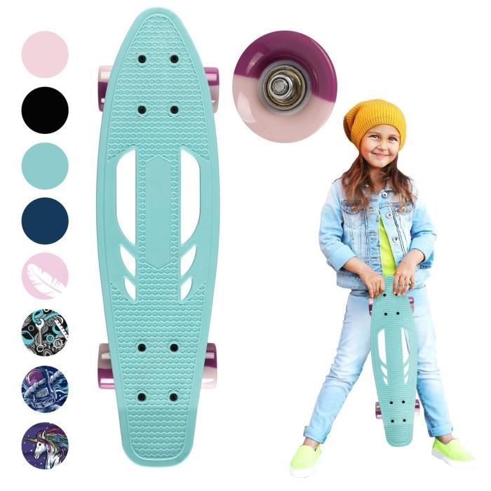QKIDS GALAXY – Kids Skateboard 6 cm PU Wheels – ABEC-7 – From 3 Years Old to 50 kg – Anti-Slip Aluminum – Blue