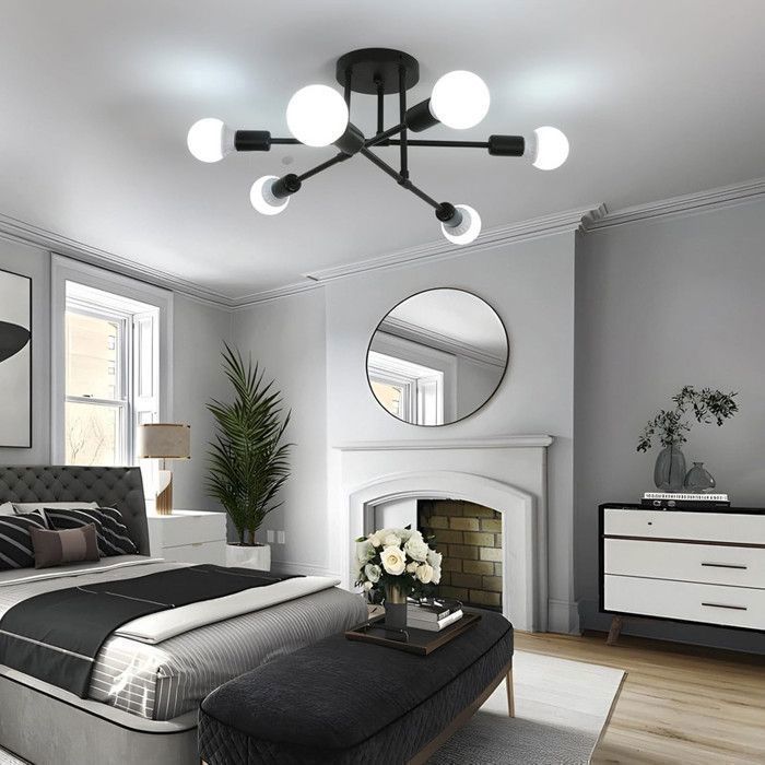 DORLINK Plafonnier Industriel E27 – Lustre Plafonnier Rétro en Métal – Luminaire Intérieur pour Salon Chambre Couloir