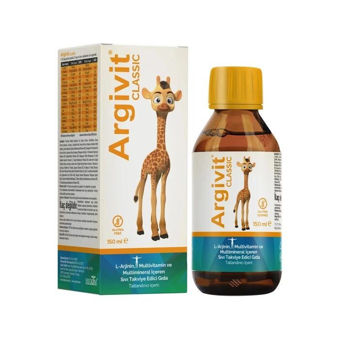 Argivit Classic 150 ml – Jarabe de L-arginina, multivitaminas y multiminerales – Sabor a naranja y vainilla – Complemento alimenticio