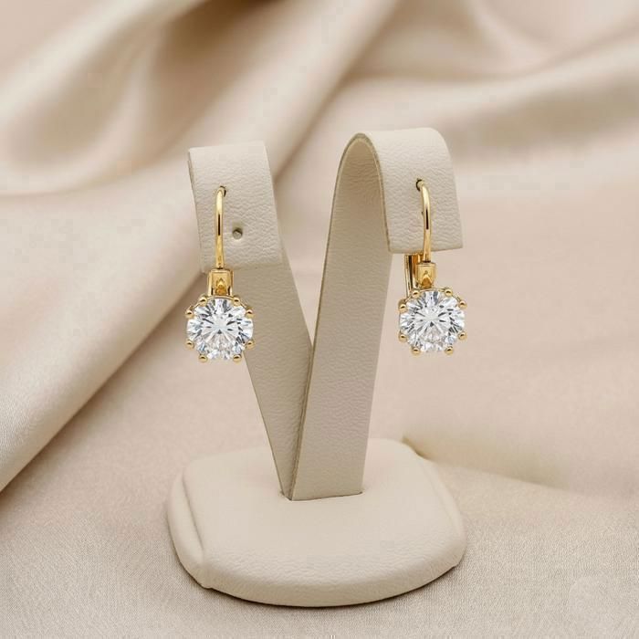 Brincos - Estilo Sleeper - Zircônia - Branca - Banhado a Ouro Amarelo 18k - 18 mm - Feminino