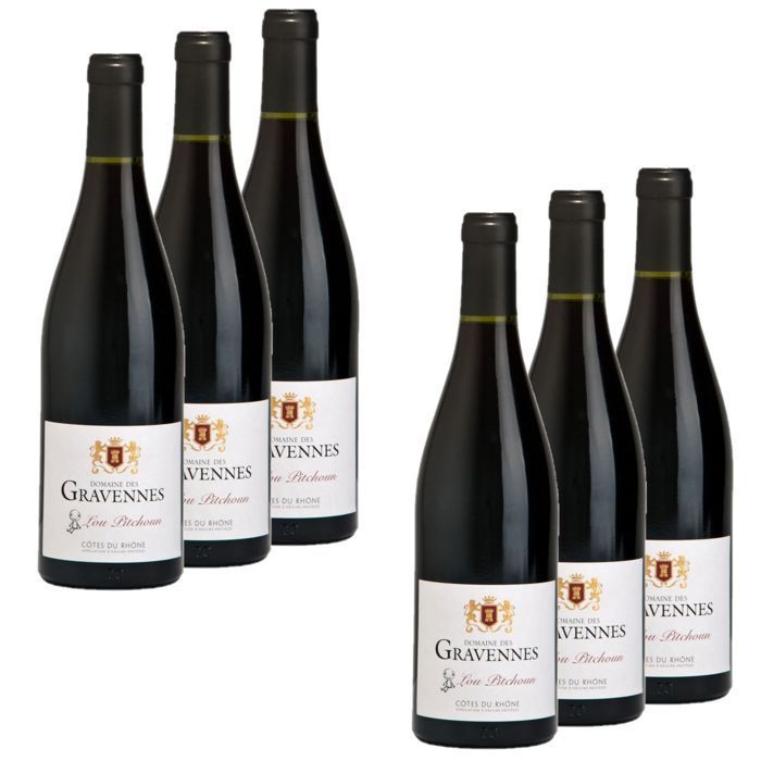 Domaine des Gravennes - Lot 6x Lou Pitchoun - Rouge 75cl - VALLEE DU RHONE - Côtes du Rhône - Agriculture Biologique