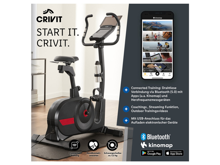 CRIVIT Ergometer, Vernetztes Training, 16-Programm