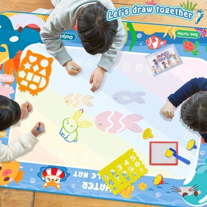 Tapis Aquadoodle Enfants, 120*90cm Tapis de Dessin Eau,Jouets éducatifs pour Enfants