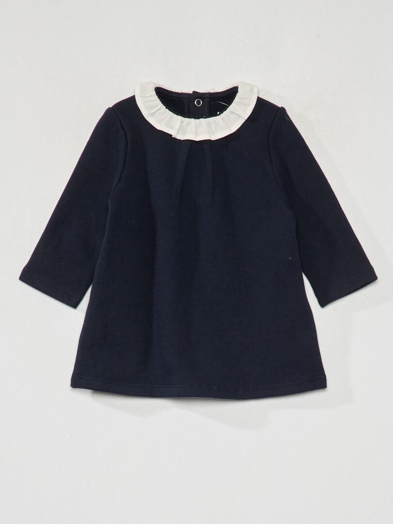 Vestido estilo moletom em tecido fleece - AZUL