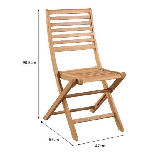 Juego de 4 sillas plegables de jardín - EDEN - Madera de eucalipto con certificación FSC - 57,5 x 46,5 x 90 cm