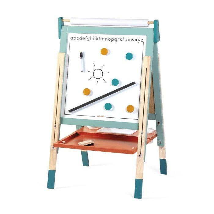 Tableau enfant - Janod - JURATOYS - Réglable en hauteur - Double face - 22 accessoires inclus