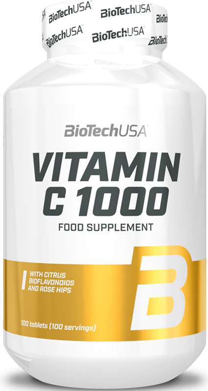BioTechUSA Vitamine C 1000 tabletten als voedingssupplement ter ondersteuning van het immuunsysteem, een mooie huid en gezonde nagels.
