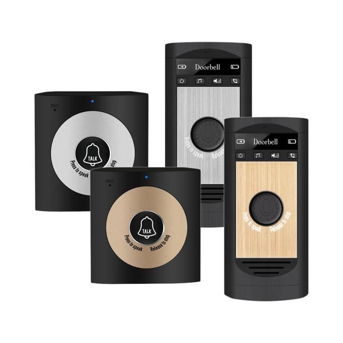 Interfone sem fio bidirecional com campainha, preto, modelo ONE.