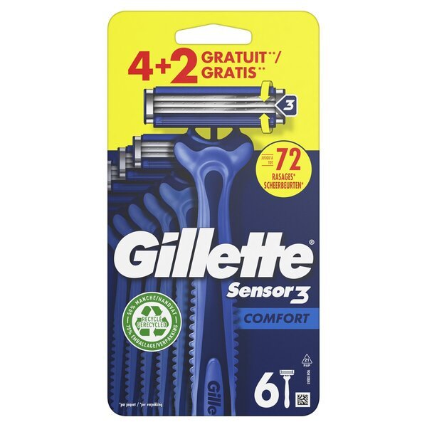 Vienkartiniai „Gillette Sensor3“ skustuvo peiliukai, 6 vnt.