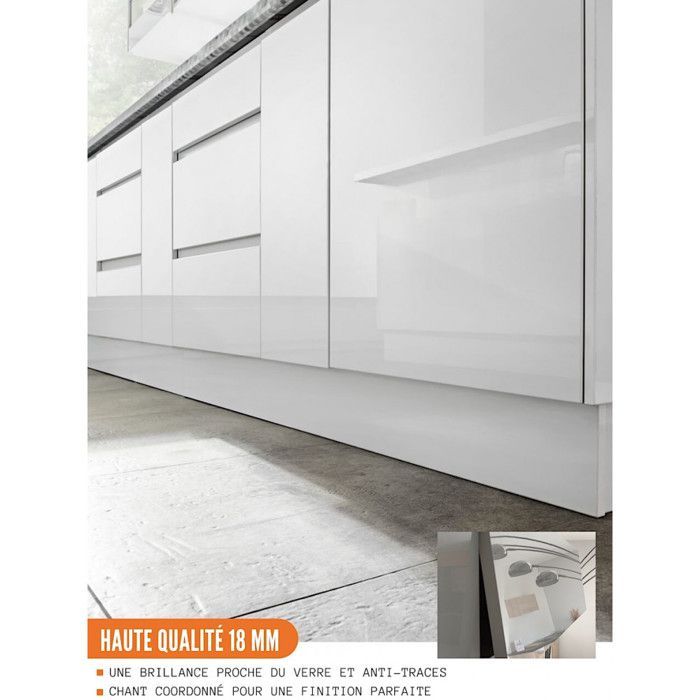 Meuble d'angle bas Bellissi Blanc Brillant 1 porte L 110 cm - Cuisineandcie