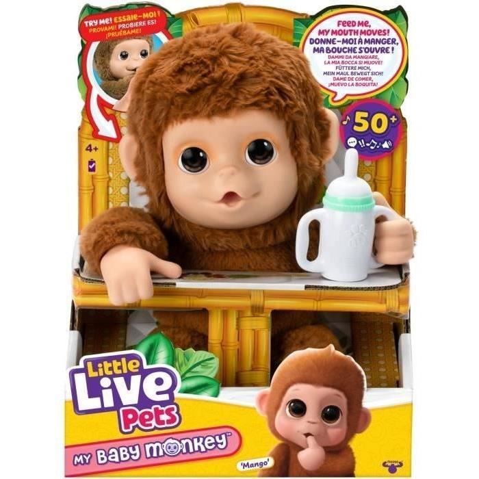 Meu Bebê Macaco - MOOSE TOYS - PEQUENOS ANIMAIS DE ESTIMAÇÃO VIVOS - Macaco interativo com acessórios