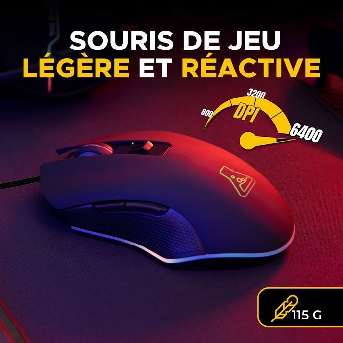 Set tastiera e mouse da gioco cablati - THE G-LAB - Hydrogen BKG Combo - Tastiera AZERTY - Nero