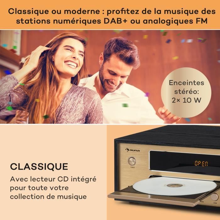 Sistema HiFi - Auna - Berklee - Bluetooth - Altavoces estéreo - FM MP3 USB - Negro